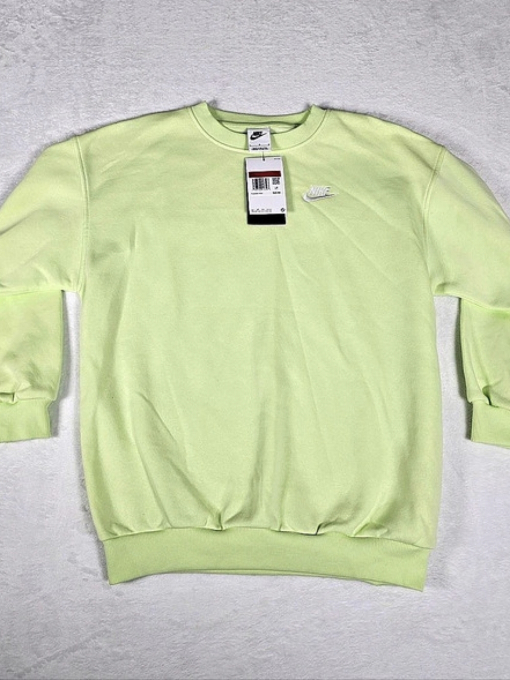 Nike Sweatshirt Kids Sportswear Fleece Logo Crew Neck Size Large Lime Green